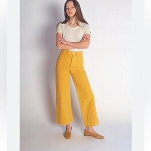 Homeward Ilaria Linen Pants in Savana Yellow M NWOT